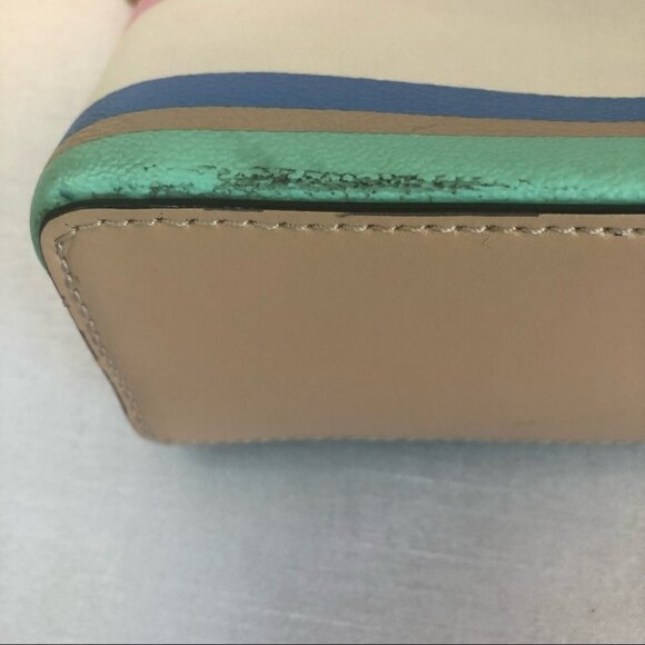 Kate Spade White, Pink, Yellow & Blue Stripped Leather Crossbody  Purse - Picture 12 of 16